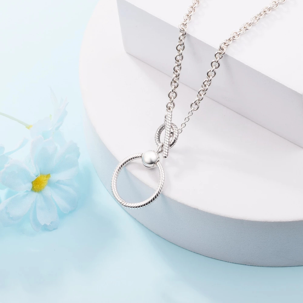 925 Sterling Silver Moments O Pendant T-bar Pendant Necklace Chain For Women Men Fit Pandora Style Necklaces Gift Jewelry 391157C00-50
925 Sterling Silver Moments O Pendant T-bar Pendant Necklace Chain For Women Men Fit Pandora Style Necklaces Gift Jewelry 391157C00-50
