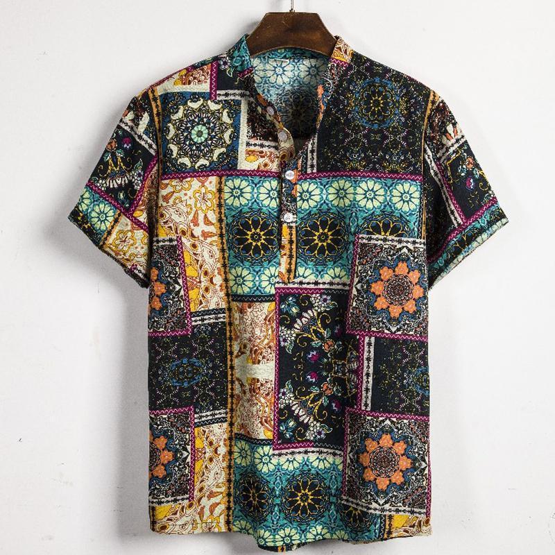 Flower Patchwork Shirts Men Short Sleeve Print Casual Mens Shirt Beach Holiday Hawaiian Camisas Floral Ethnic Style Linen Camisa Men's, As the picture show
Flower Patchwork Shirts Men Short Sleeve Print Casual Mens Shirt Beach Holiday Hawaiian Camisas Floral Ethnic Style Linen Camisa Men's, As the picture show