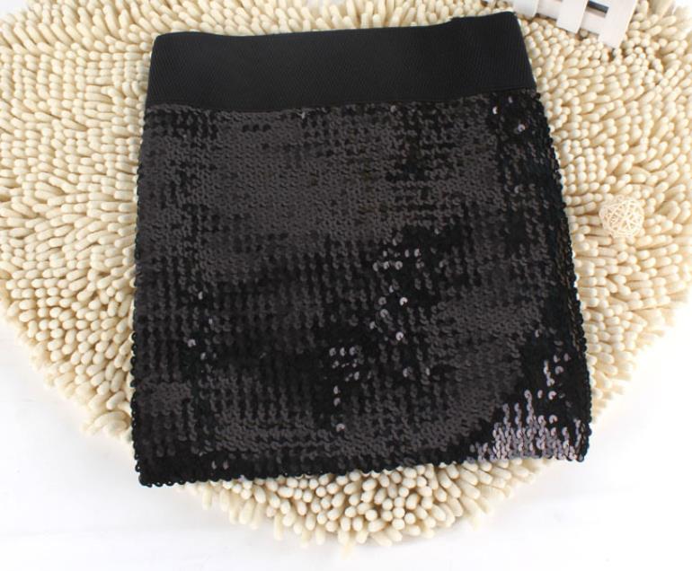 Women's Sequin Skirt Sparkle Stretchy Bodycon Mini Skirts Night Out Party Clubwear Sexy Shine Stage Wear
