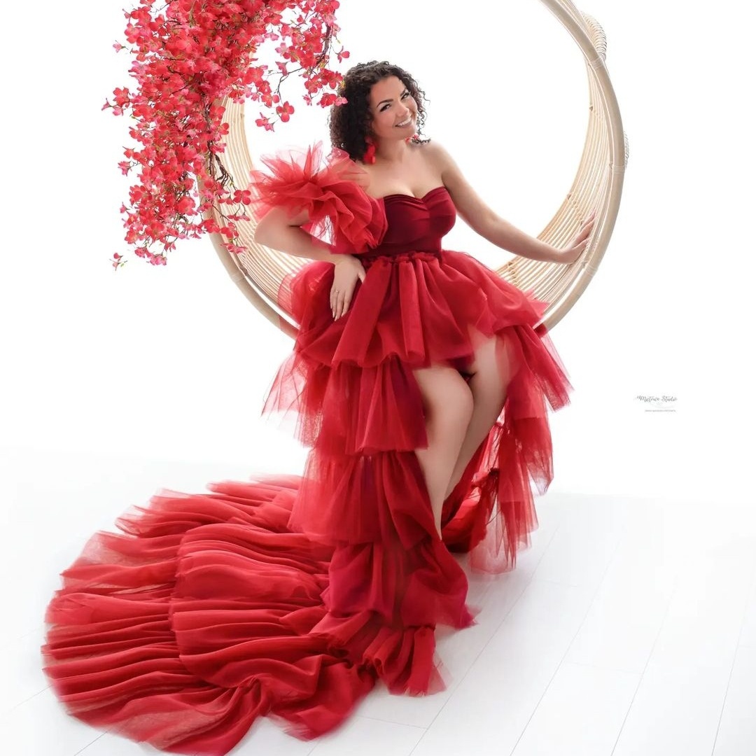 High Low Maternity Dress for Photo Shoot Red Prom Dresses Sweetheart Tiered Ruffle Baby Shower Gowns Party vestido de novia, Fuchsia
High Low Maternity Dress for Photo Shoot Red Prom Dresses Sweetheart Tiered Ruffle Baby Shower Gowns Party vestido de novia, Fuchsia