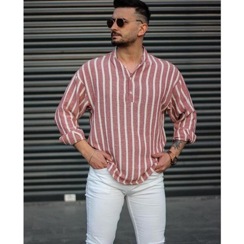 Men's Casual Shirts Simple Fashion Printing Striped Long Sleeves Men Stand Collar Four Seasons Fit Teen Men's ClothingMen's, Grey white strips
Men's Casual Shirts Simple Fashion Printing Striped Long Sleeves Men Stand Collar Four Seasons Fit Teen Men's ClothingMen's, Grey white strips