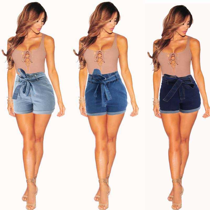 Short Jeans Women Cuffs Sashes Slim High Waist Denim Short Pants Washed Short Jeans with Belt, Y-dk010 light blue
Short Jeans Women Cuffs Sashes Slim High Waist Denim Short Pants Washed Short Jeans with Belt, Y-dk010 light blue