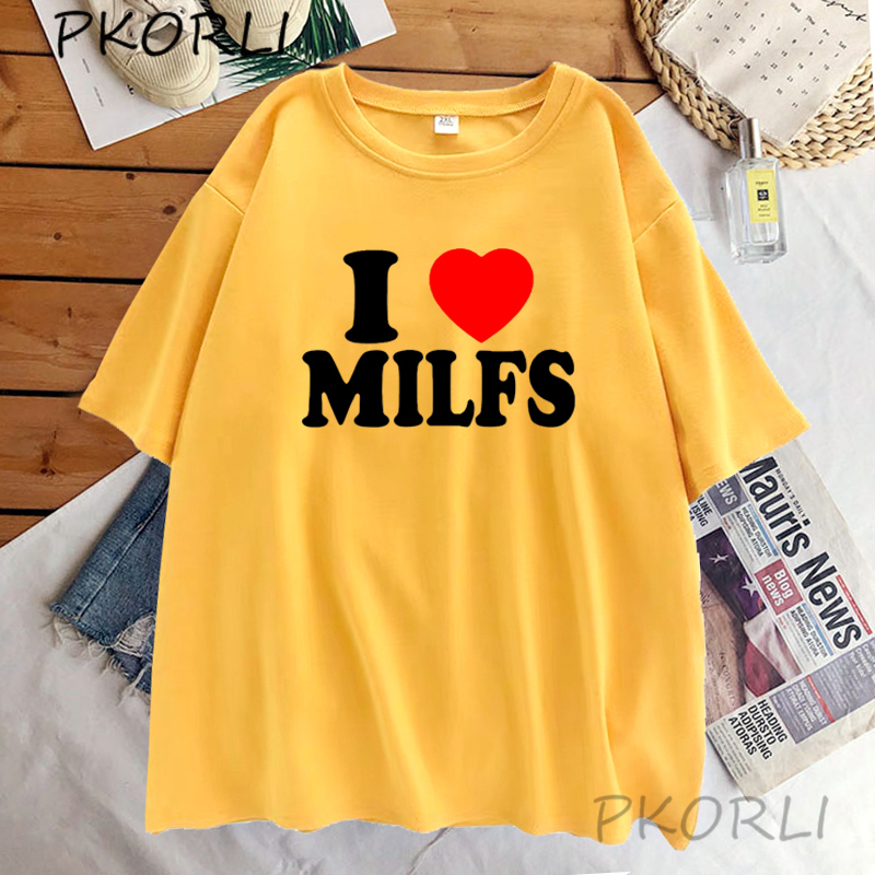 I Love MILFS I Heart Moms Printed Tshirts Women Cotton Short Sleeve Casual T Shirt Harajuku Fashion Tee Shirts 220527