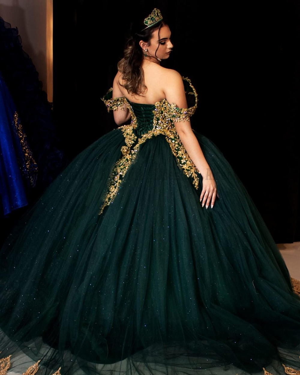 Formal Dark Green Quinceanera Dresses Lace Beads Sequin Vestidos De 15 Anos Sweet 16 Ball Gown Prom Dress Custom