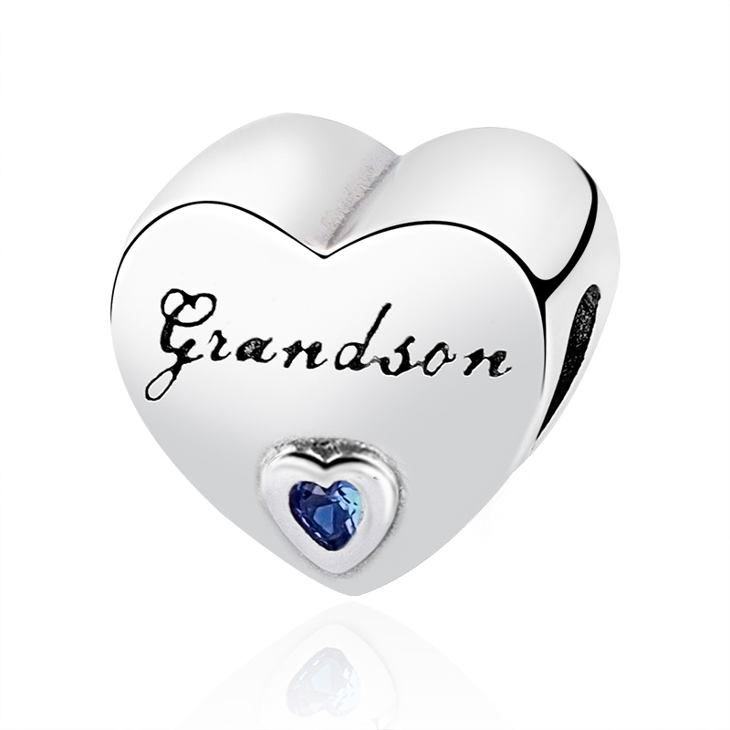 New Popular 925 Sterling Silver European Heart-Shaped Wife Grandma Twin Girlfriend Beaded Fit S925 Snake Charm Bracelet DIY Women's Jewelry