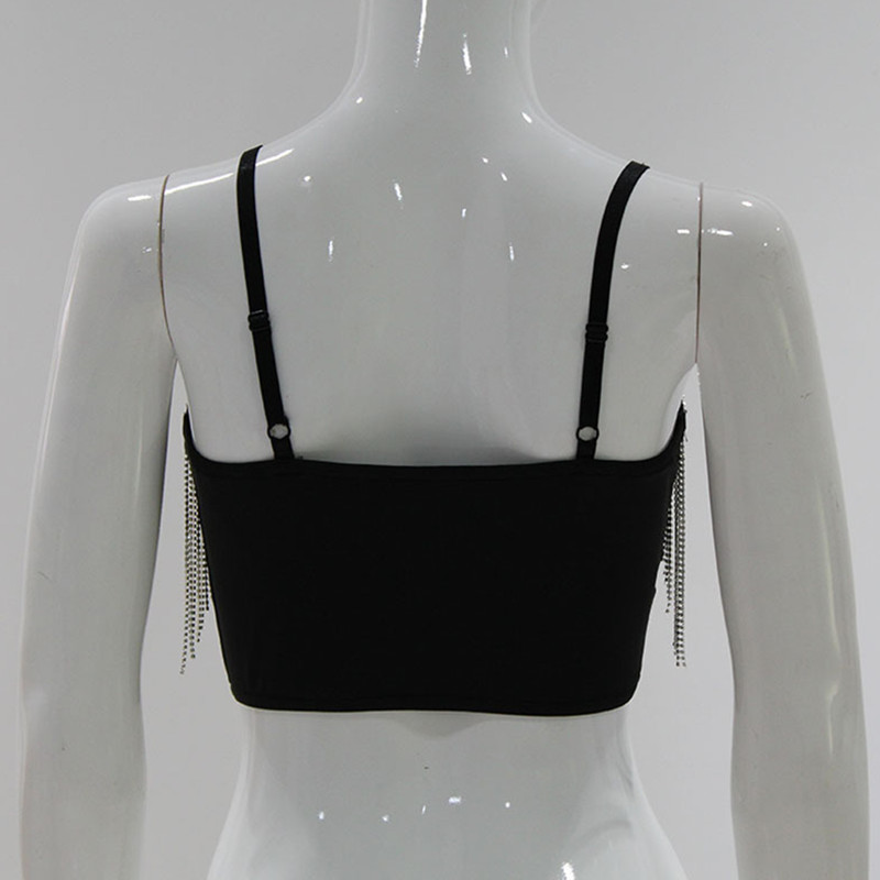 Women Fashion Sexy Tassel Corset Camisole Female Patchwork Vest Short Tops Sleeveless Skinny Clubwear Crop 220325