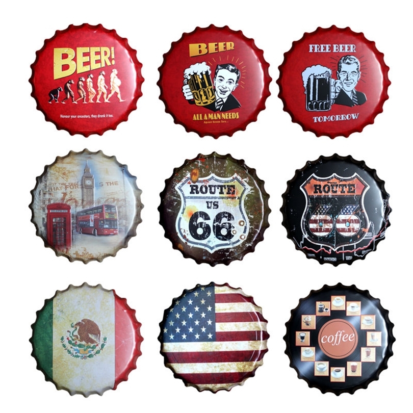 Bar Pub Club Retro Decoration Beer Bottle Cap Round Wall Sign Metal Tin Signs Plate Art Plaques Garage Home Decor Iron Painting T200319
Bar Pub Club Retro Decoration Beer Bottle Cap Round Wall Sign Metal Tin Signs Plate Art Plaques Garage Home Decor Iron Painting T200319