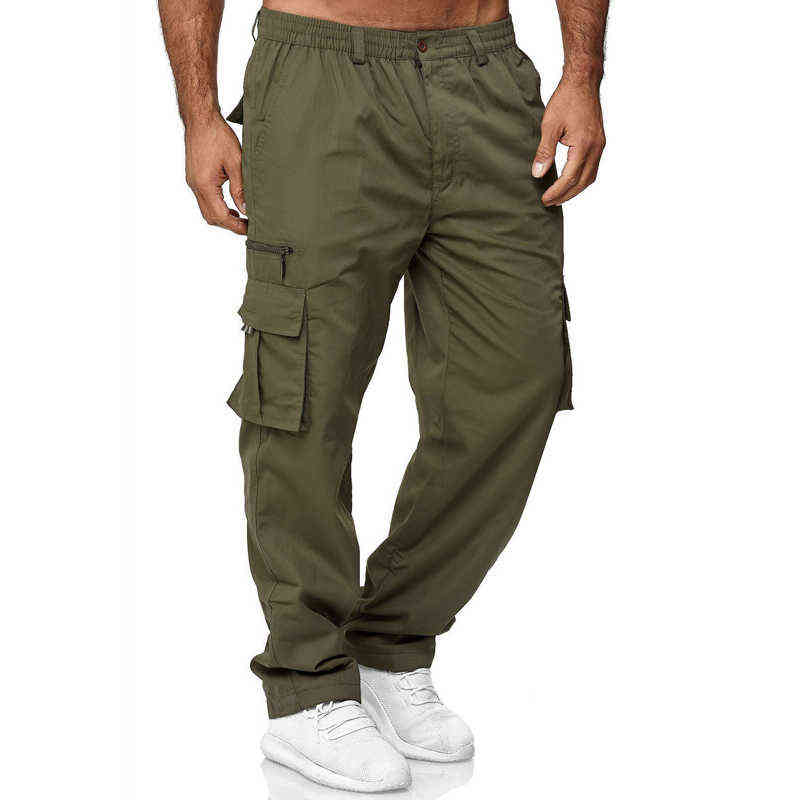 Multi-pocket Cargo Pants Men Streetwear Loose Straight Casual Baggy Pant Mens Wide Leg Canvas Trousers Work Trouser Multi-pocke G220507