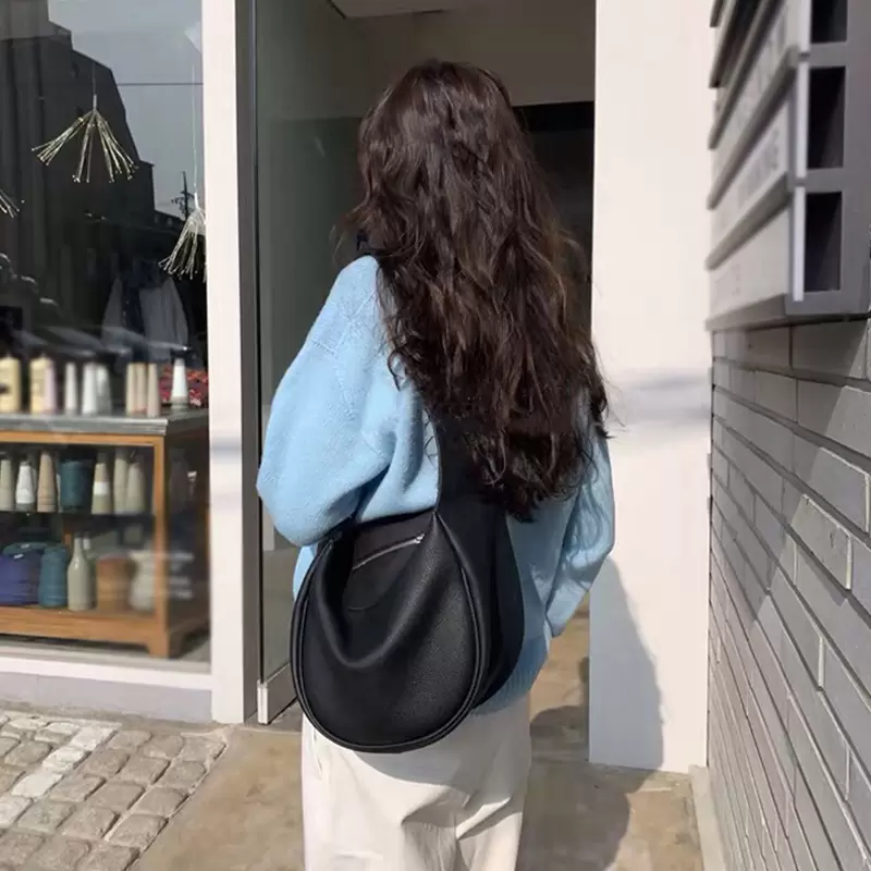 2021 Women Fashion Casual Hobo Bags Black Shoulder Crossbody Bag Female Large Capacity Handbag Leisure Wide Strap Underarm Bag