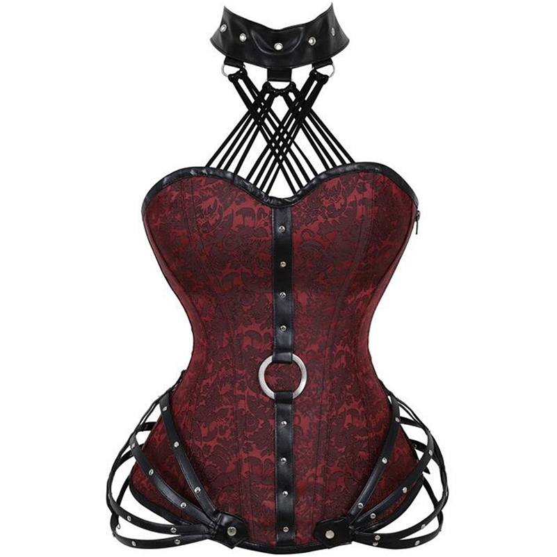 Steampunk Corset Gothic Zipper Overbust Bustier Steel Boned Women Slimming Body Tops Plus Size Sexy Halter Corsets 220812