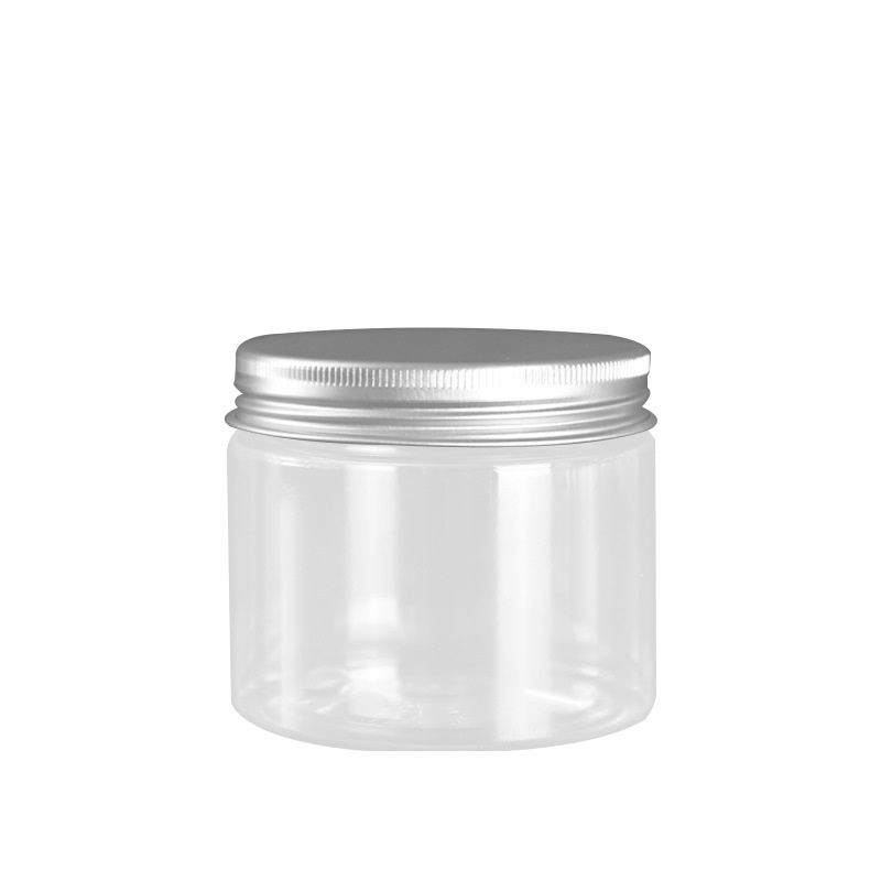 Dia.68mm PET Clear Plastic Empty Bottle Cosmetic Packaging Hair Wax Pot Plastic Cap Aluminum Lid Food Candy Flower Tea Jars Containers 150ml 200ml 250