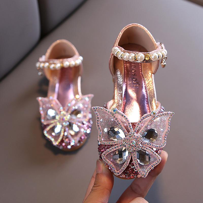 Fashion Girls Sequin Lace Bow Kids Shoes Girls Cute Pearl Princess Dance Single Casual Shoe Childrens Party Wedding Shoes 220630