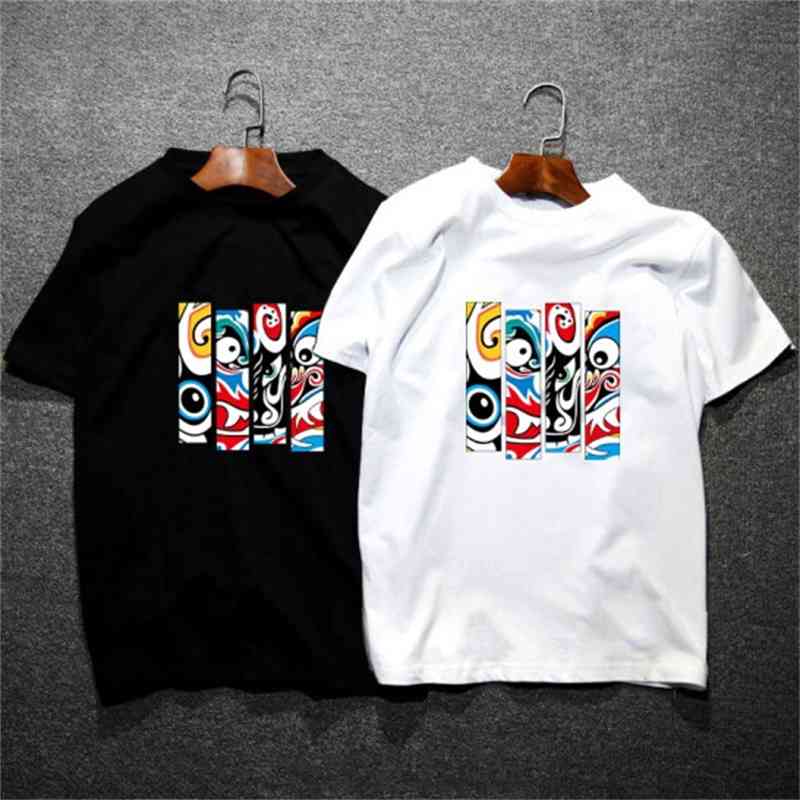 Motingchao t-shirt men's short Chine style summer new Guochao Peking Opera mask white round neck cotton loose couple's bottom, Black t-shirt 0223
Motingchao t-shirt men's short Chine style summer new Guochao Peking Opera mask white round neck cotton loose couple's bottom, Black t-shirt 0223