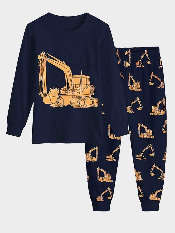 Toddler Boys Excavator Print PJ Set SHE