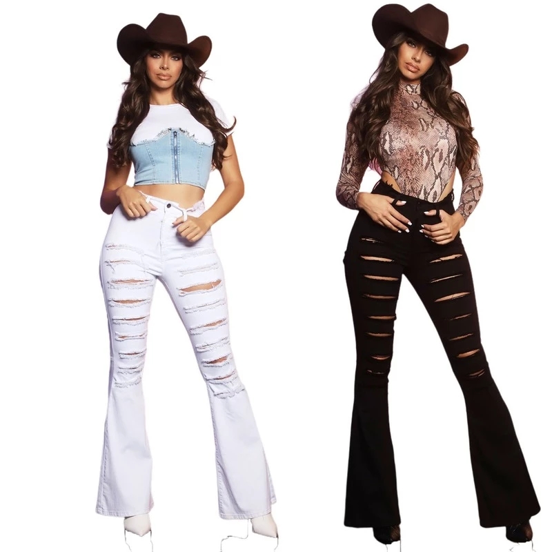 White Ripped Jeans Women Fashion Strech Skinny High Waist Bell Bottom Jeans Woman Sexy Hollow Out Distressed Denim Flared Pants
White Ripped Jeans Women Fashion Strech Skinny High Waist Bell Bottom Jeans Woman Sexy Hollow Out Distressed Denim Flared Pants