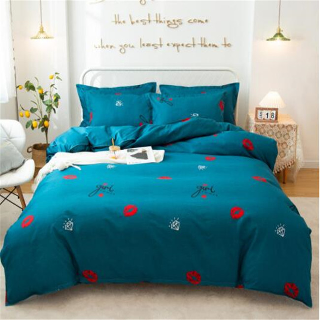 

New sleek minimalist Child adult bedding set of four aloe vera cotton chemical fiber comfortable printing bedding four sets, As shown