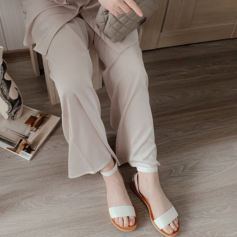 BeauToday Sandals Women Genuine Cow Leather Wraparound Ankle Strap Metal Buckle Female Outdoor Summer Flat Shoes Handmade 32344 220418