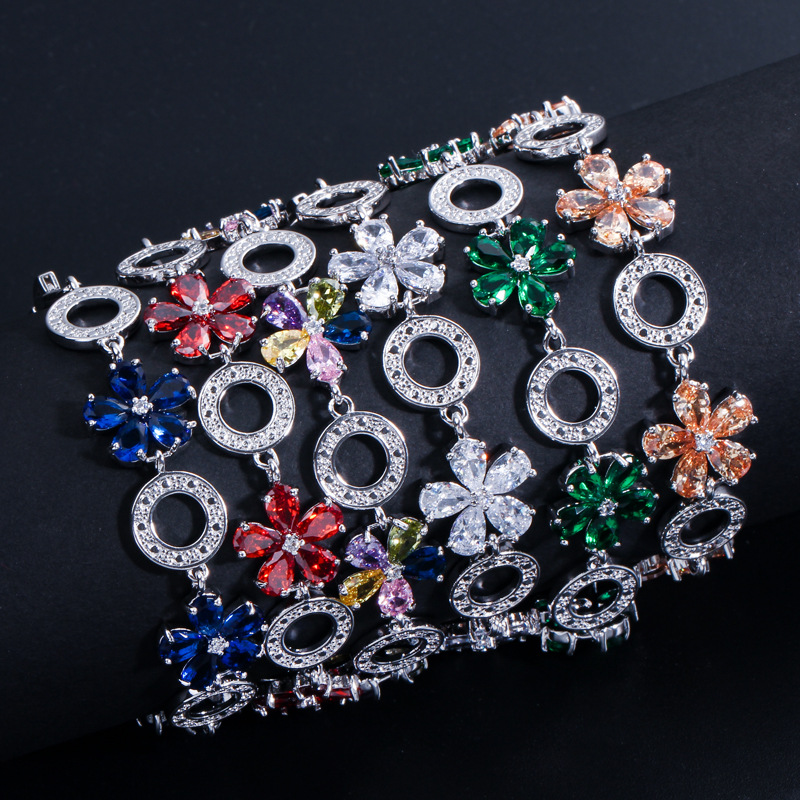 Fashion Charm bracelet Multicolor AAA Cubic Zirconia Flowers Bracelets White Ruby Green 18K Gold Plated Silver Jewelry bracelet for Women Thanksgiving Day Gift 
Fashion Charm bracelet Multicolor AAA Cubic Zirconia Flowers Bracelets White Ruby Green 18K Gold Plated Silver Jewelry bracelet for Women Thanksgiving Day Gift
