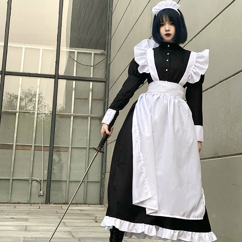 STSVZORR COSplay costume black and white maid clothes British style pearl line long coffee shop COS uniform 220317