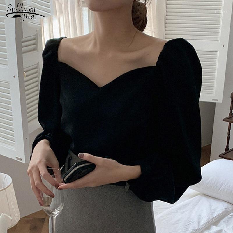 Women' Blouses & Shirts Square Collar Long Sleeve Black Shirt Vintage Korean Style Women Blouse Off Shoulder Sexy Ladies Tops Blusas Mujer
Women' Blouses & Shirts Square Collar Long Sleeve Black Shirt Vintage Korean Style Women Blouse Off Shoulder Sexy Ladies Tops Blusas Mujer