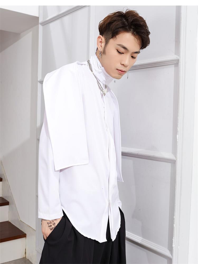 Men's Casual Shirts Long Sleeve Shirt Spring And Autumn Personality Scarf Collar Hip Hop Party Runway Solid Color Large Size, White
Men's Casual Shirts Long Sleeve Shirt Spring And Autumn Personality Scarf Collar Hip Hop Party Runway Solid Color Large Size, White