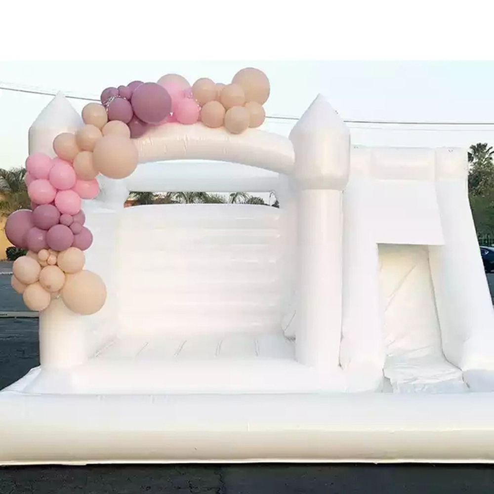 Commercial Wedding White Bounce House Inflatable Bouncer With Slide And Ball Pit Pool Bouncy Castle For Party