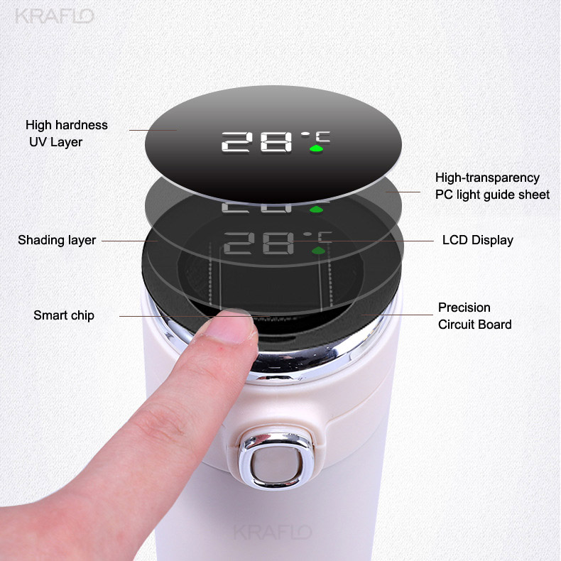 Touch screen temperature Korean Thermos water bottle Big Sell Portable 320ml Stainless Steel Double Wall Insulated Vacuum Thermos Peas Cup For adverti