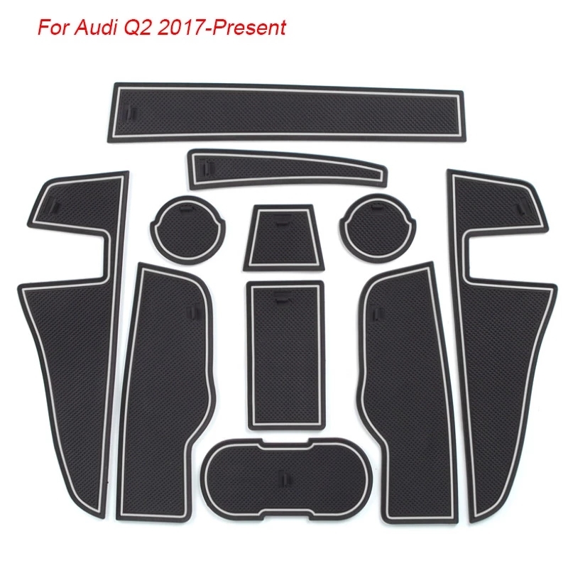 Interior Modification Accessories Parts For AUDI Q2 2017-2021 Car Latex Gate Slot Pad Interior Door Groove Mat Non-Slip Dust Ma