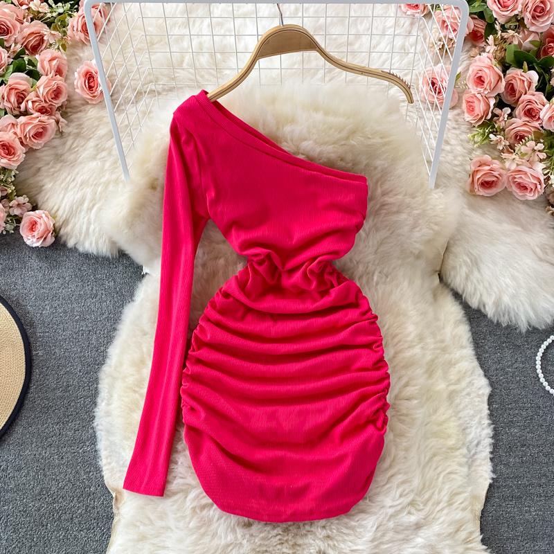 Casual Dresses Sexy One Shoulder Long Dress Mini For Women Fashion Streetwear Solid Color Slim Folded Tight Fit Party Club Vestidos, Black;gray
Casual Dresses Sexy One Shoulder Long Dress Mini For Women Fashion Streetwear Solid Color Slim Folded Tight Fit Party Club Vestidos, Black;gray