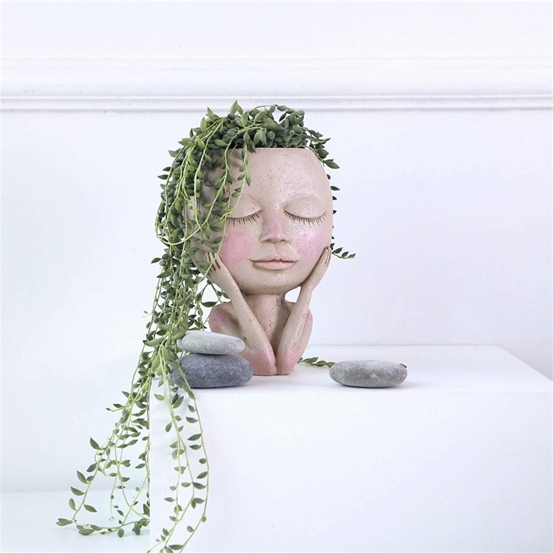 Girls Face Head Flower Planter Succulent Plant Container Pot pot Figure Garden Decor Nordic Tabletop Ornament H5 2205272977356