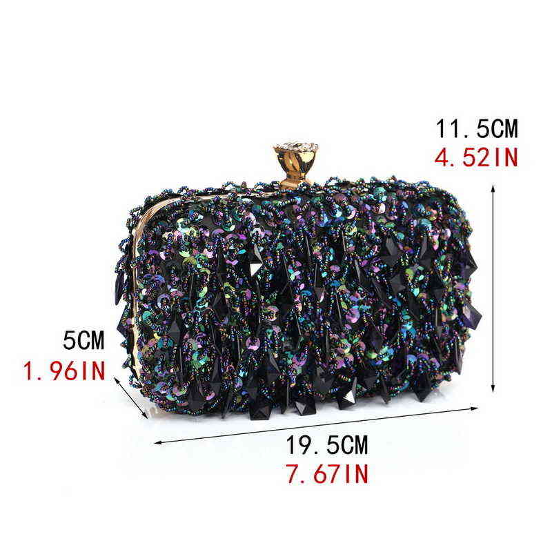 Evening Bags Tassel Women Diamonds Beaded Wedding Chain Shoulder Clutches Plastic Embroidery Party Dinner Purse 220516