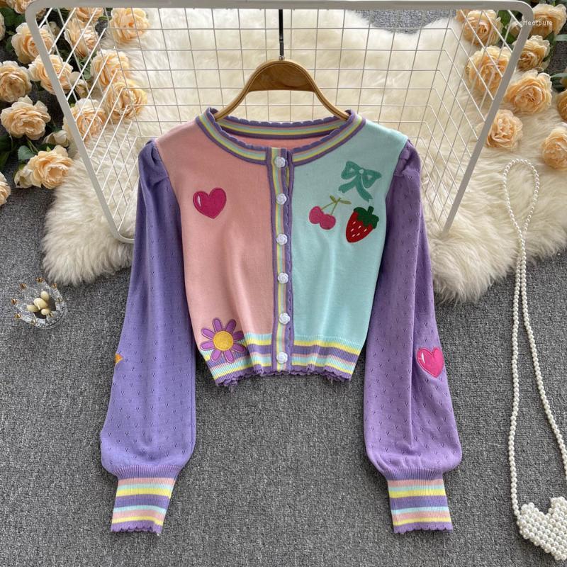 Women' Knits & Tees 2022 Women Fashion Round Neck Retro Loose Sweater Tops Spring Autumn Cherry Embroidery Short Knitted Cardigan D972 Perf, Purple
Women' Knits & Tees 2022 Women Fashion Round Neck Retro Loose Sweater Tops Spring Autumn Cherry Embroidery Short Knitted Cardigan D972 Perf, Purple