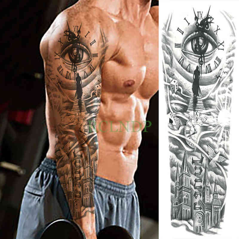 NXY Temporary Tattoo Waterproof Sticker Totem Geometric Full Arm Large Size Sleeve Tatoo Flash for Men Women 0330