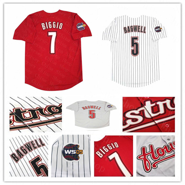 

Houston Retro Baseball 2005 World Series WS Jersey 7 Craig Biggio 5 Jeff Bagwell 22 Roger Clemens 17 Lance Berkman 44 Roy Oswalt 12 Pence Kent Stitched Red White Grey, Man red