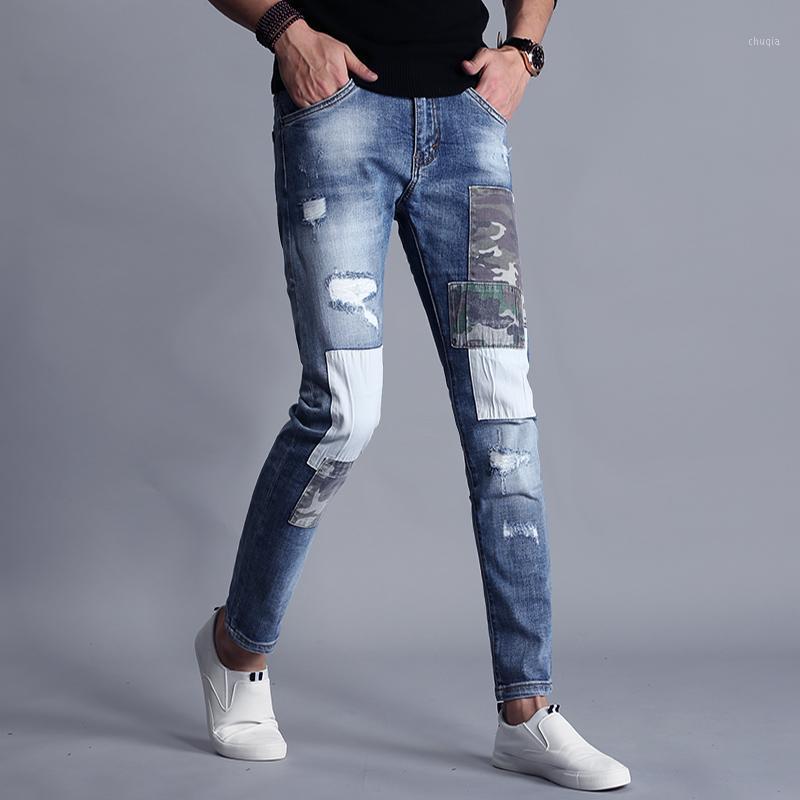 Men's Jeans VIANKANI Summer Ripped Patch Men Streetwear Blue Thin Patchwork Stretch Denim Pants Fashion Slim Fit Distressed Trousers38
Men's Jeans VIANKANI Summer Ripped Patch Men Streetwear Blue Thin Patchwork Stretch Denim Pants Fashion Slim Fit Distressed Trousers38