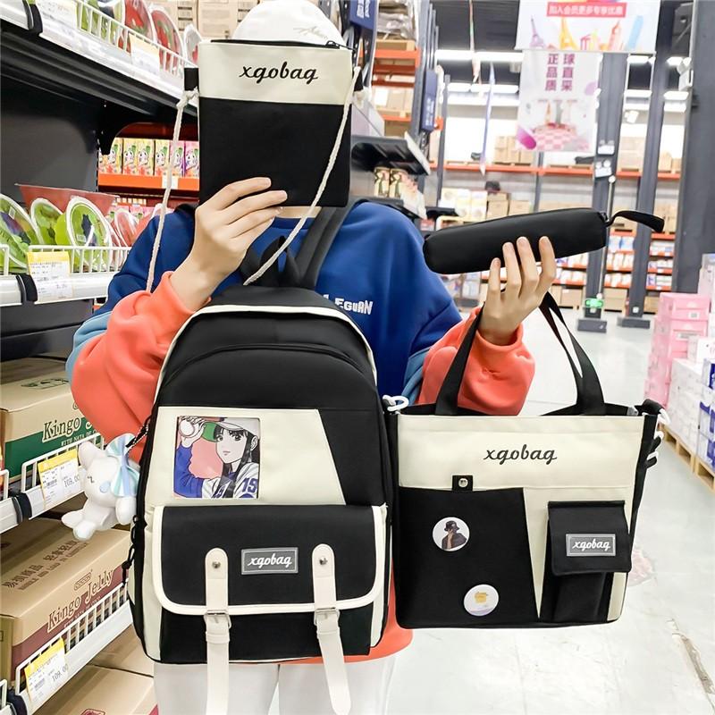 School Bags 4 Pcs Set Multifunctional Women Backpack 2022 Trend Bag For Girl Nylon Waterproof Travel Large Capacity Bookbags, Black
School Bags 4 Pcs Set Multifunctional Women Backpack 2022 Trend Bag For Girl Nylon Waterproof Travel Large Capacity Bookbags, Black