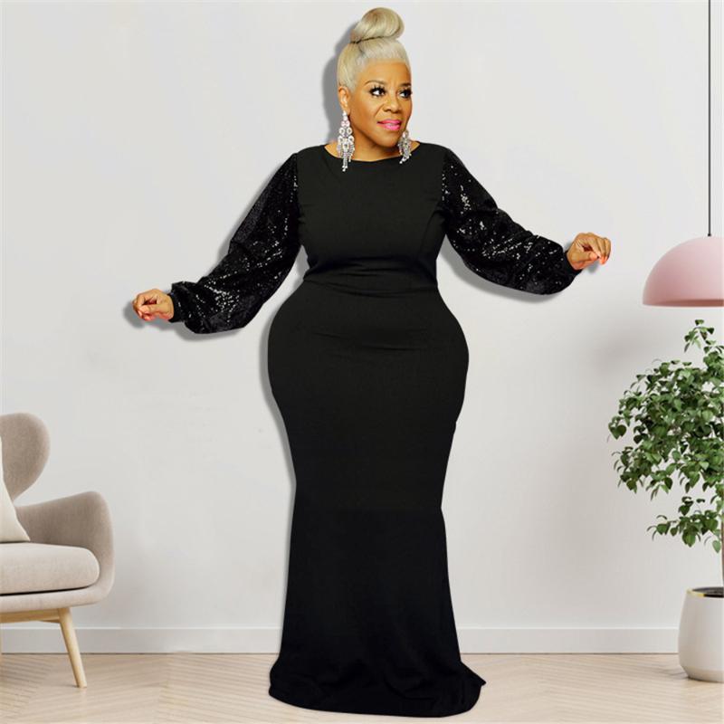 Plus Size Dresses Women's Dress Slim Round Neck Sequin Sleeve Patchwork Party Clothing Autumn Spring Fashion MaxiPlus, Black
Plus Size Dresses Women's Dress Slim Round Neck Sequin Sleeve Patchwork Party Clothing Autumn Spring Fashion MaxiPlus, Black