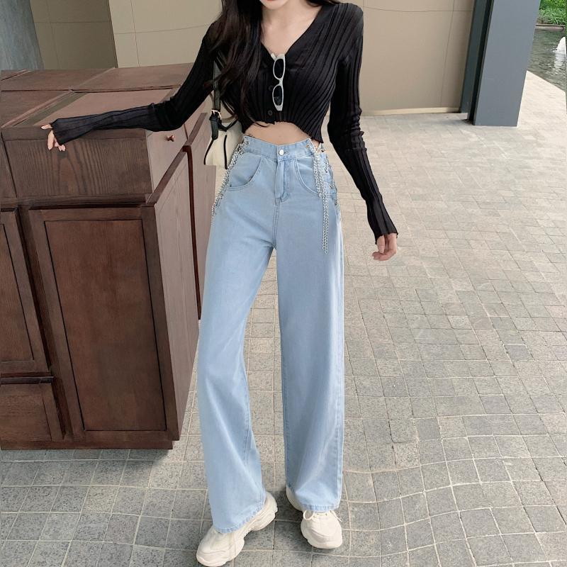 Women' Jeans Women High Waist Hole Chain Baggy Fashion Streetwear Denim Trousers Oversized Harajuku Pants Woman Clothes 2022, Blue
Women' Jeans Women High Waist Hole Chain Baggy Fashion Streetwear Denim Trousers Oversized Harajuku Pants Woman Clothes 2022, Blue
