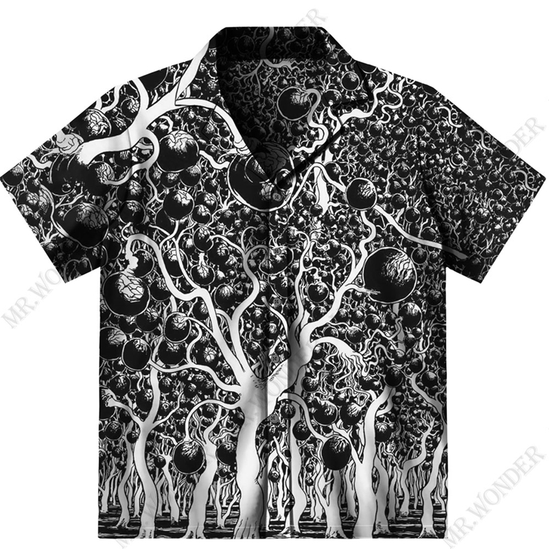 Mr.Wonder Novelty 3D Men's Horror Anime Manga Shirt Cool s Casual Button Down Beach Short Sleeve Hawaiian Tops 220322