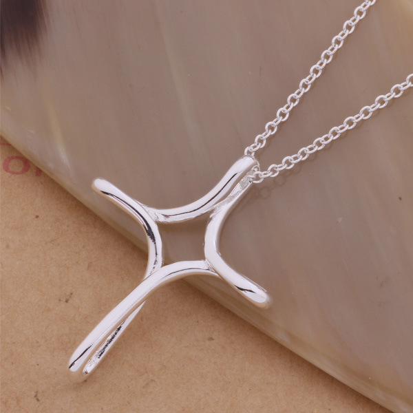 S925 Sterling Silver Plated Twisted Hollow Out Cross Pendent Necklace for Women Christian Jewelry Nice Gift Wholesale Price