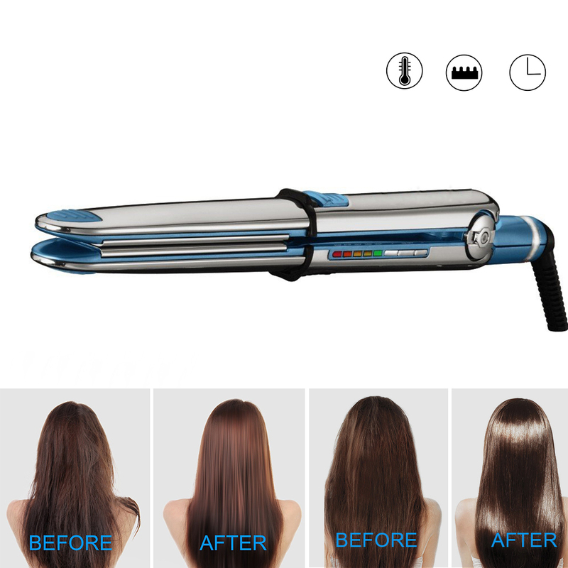 Ceramic Hair Straightener Flat Iron Straightens & Curls Hair Styler Styling Tool Tourmaline 2-in-1 Curling Straightening Iron 220623
