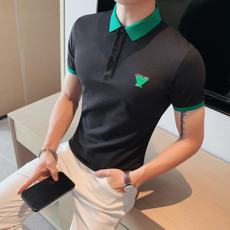 Men's short-sleeved top stitching summer mercerized cotton polo shirt little bee embroidery lapel Korean version trend casual fashion all-match bottoming shirt, White
Men's short-sleeved top stitching summer mercerized cotton polo shirt little bee embroidery lapel Korean version trend casual fashion all-match bottoming shirt, White