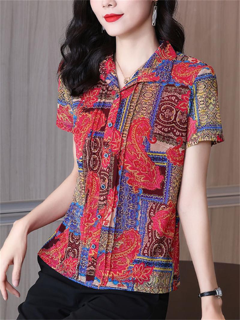 Women' Blouses & Shirts Women Spring Summer Lady Fashion Casual Short Sleeve Turn-down Collar Retro Printing Blusas Tops2410Women, Red
Women' Blouses & Shirts Women Spring Summer Lady Fashion Casual Short Sleeve Turn-down Collar Retro Printing Blusas Tops2410Women, Red