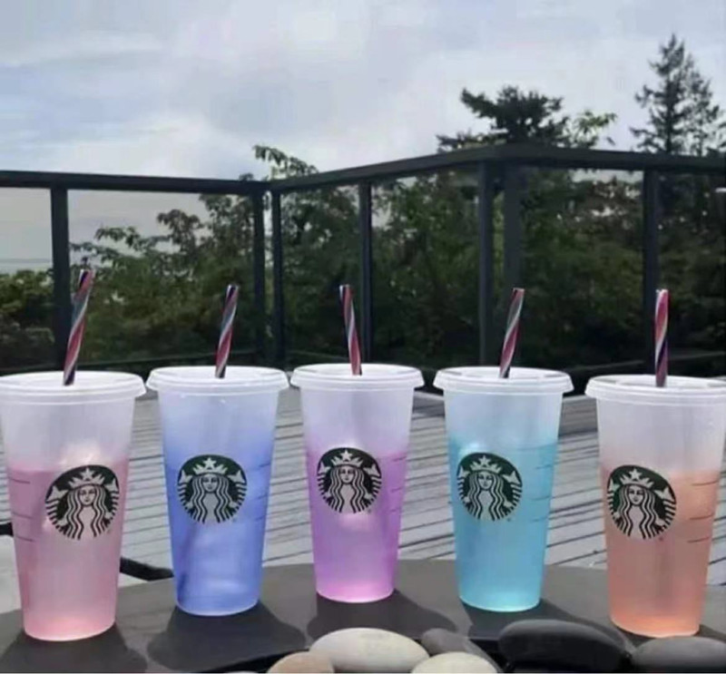 

Mermaid Goddess Starbucks 24oz/710ml Plastic Mugs Tumbler Reusable Clear Drinking Flat Bottom Pillar Shape Lid Straw Cups mug DHL, Multi-color
