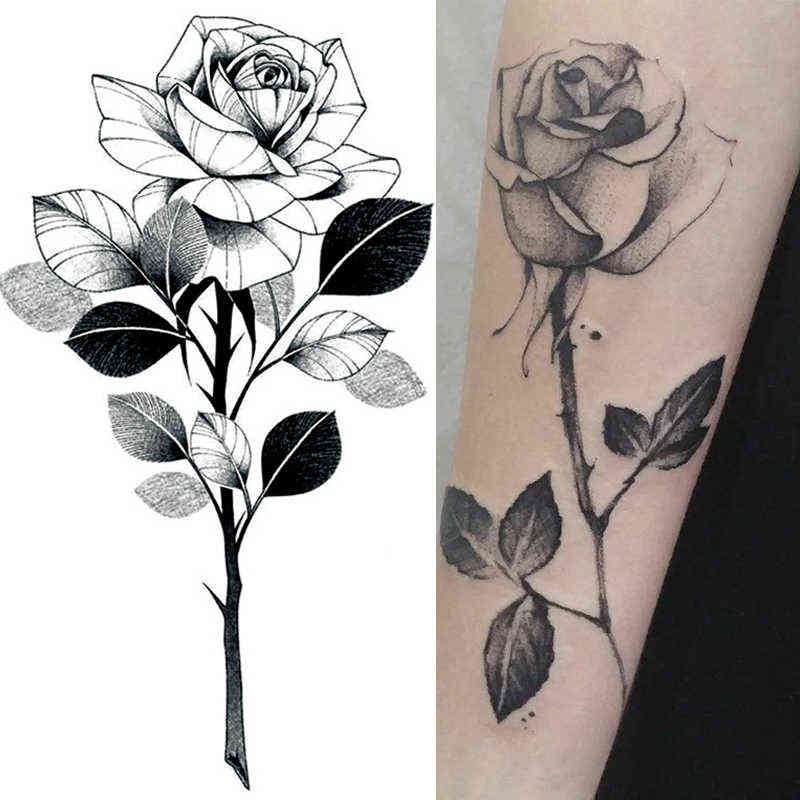 NXY Temporary Tattoo 1pcs Stickers Men Women Waterproof Flower Rose Moon Butterfly Water Transfer Body Hand Art 0330
