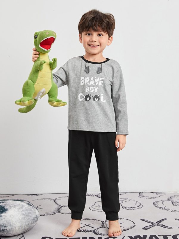 Toddler Boys Headphone & Letter Graphic PJ Set SHE
