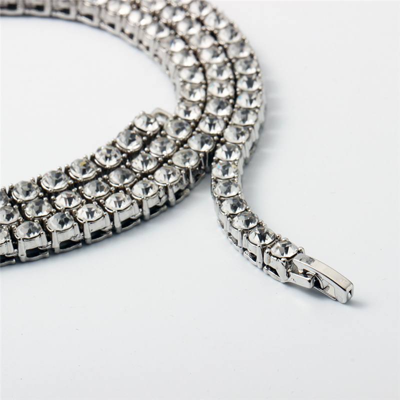 Iced Out Tennis Chains 1 Row Mens Necklaces Gold Silver Plated Luxury Fashion Artificial Diamond Rhinestone Bling Hip Hop Jewelry Bracelet for Women