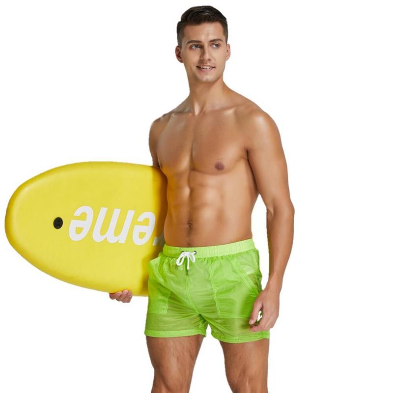 Summer Board Shorts Mens Beach Surfing Sexy Transparent Nylon Quick-dry Aquatics Gyms Bathe Swim 220425