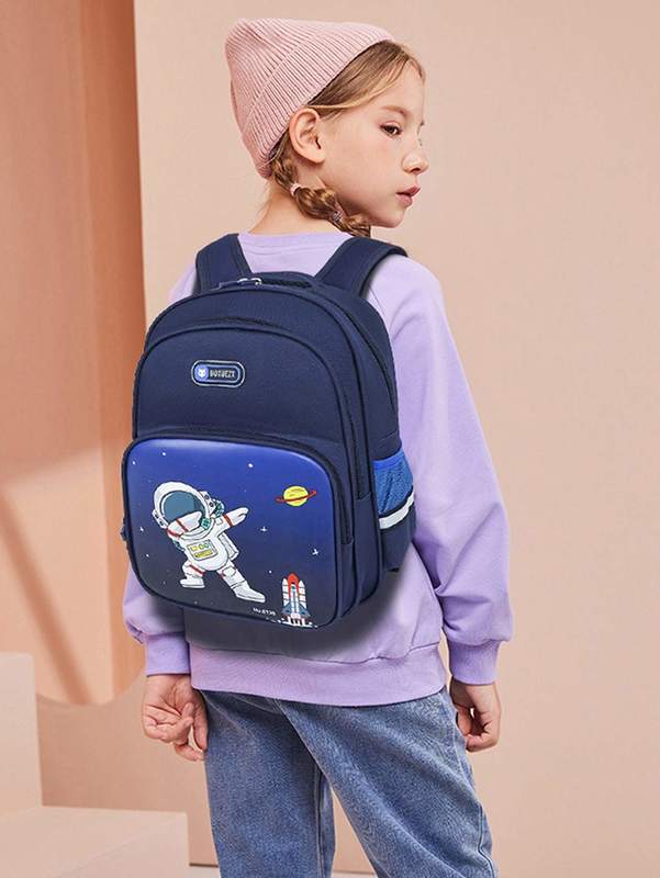 Kids Cartoon Astronaut Graphic Backpack SHE