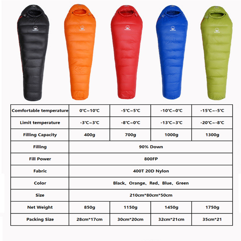 Black Snow Outdoor Camping Sleeping Bag Very Warm Down Filled Adult Mummy Style Sleep Bag 4 Seasons Camping Travel Sleeping Bag 22